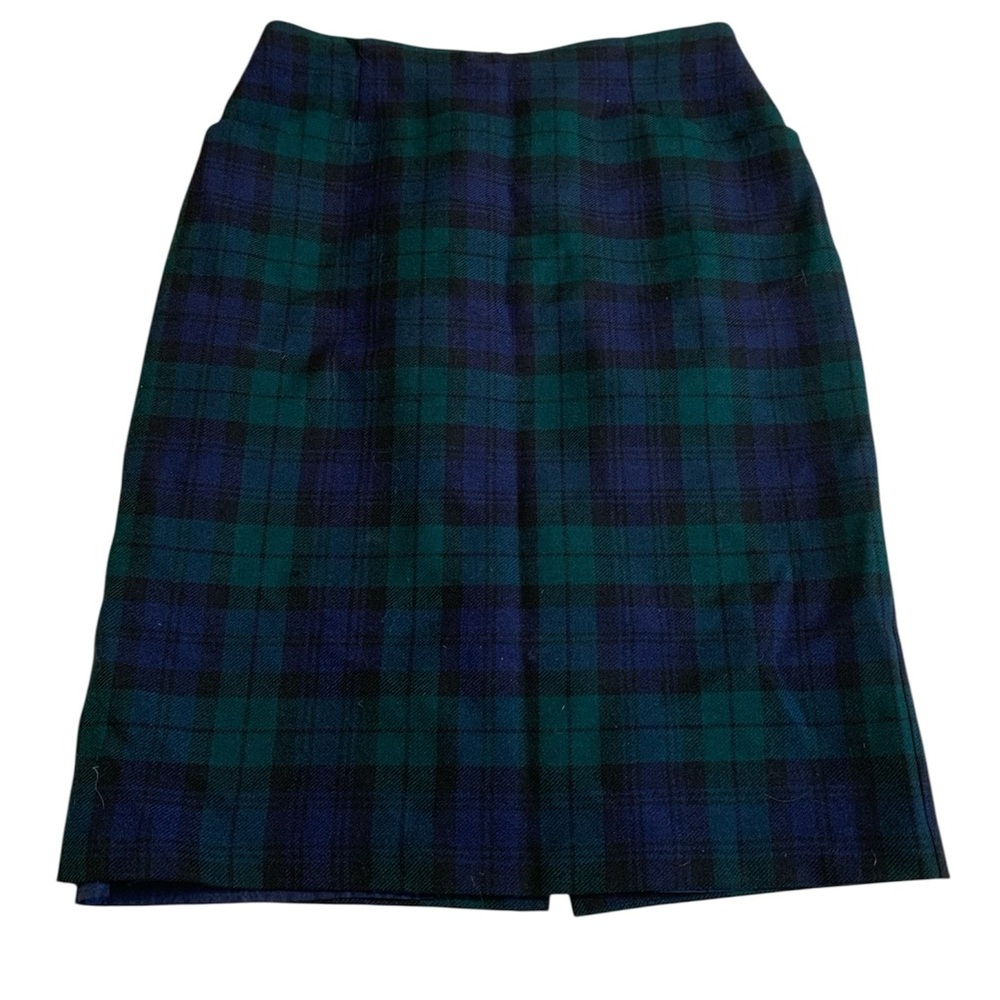 Vintage Classic Blackwatch Plaid Pencil Skirt - Green & Navy Punk
